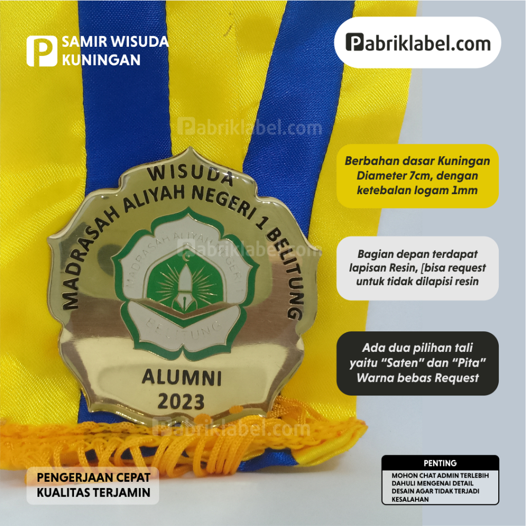 Samir Wisuda Logam | Samir wisuda tali saten | samir wisudan tali pita | Logam | Pin