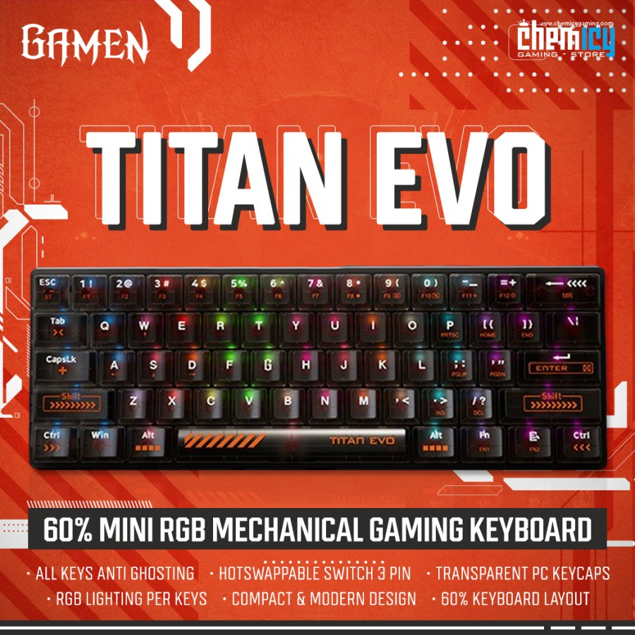 Gamen Titan Evo RGB 60% Wireless Mechanical Gaming Keyboard