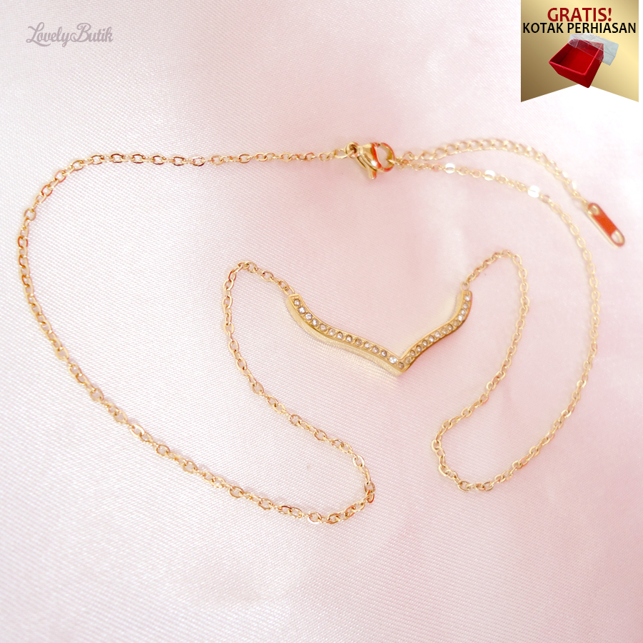 Kalung Titanium Wanita Anti Karat Korean Style Import Fujit4 GRATIS  KOTAK PERHIASAN - Lovelybutik