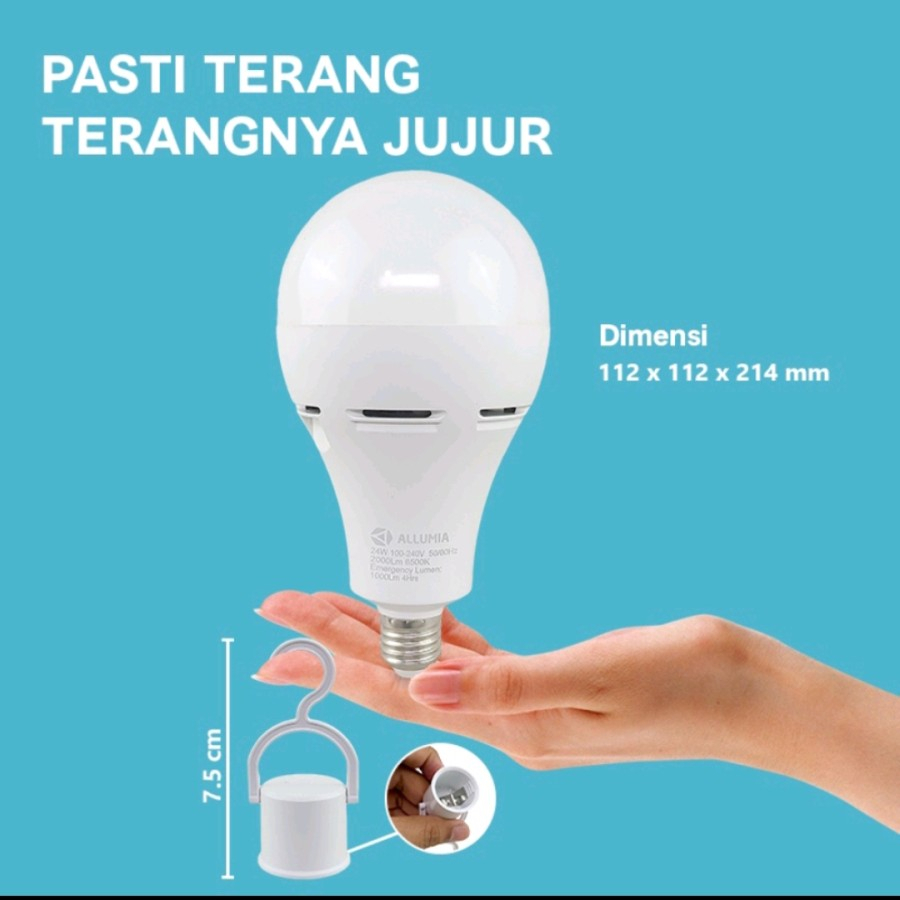 LEDBulb Emergency Watt Besar Super Terang  Rechargeable Lampu Led 24 Watt ALLUMIA