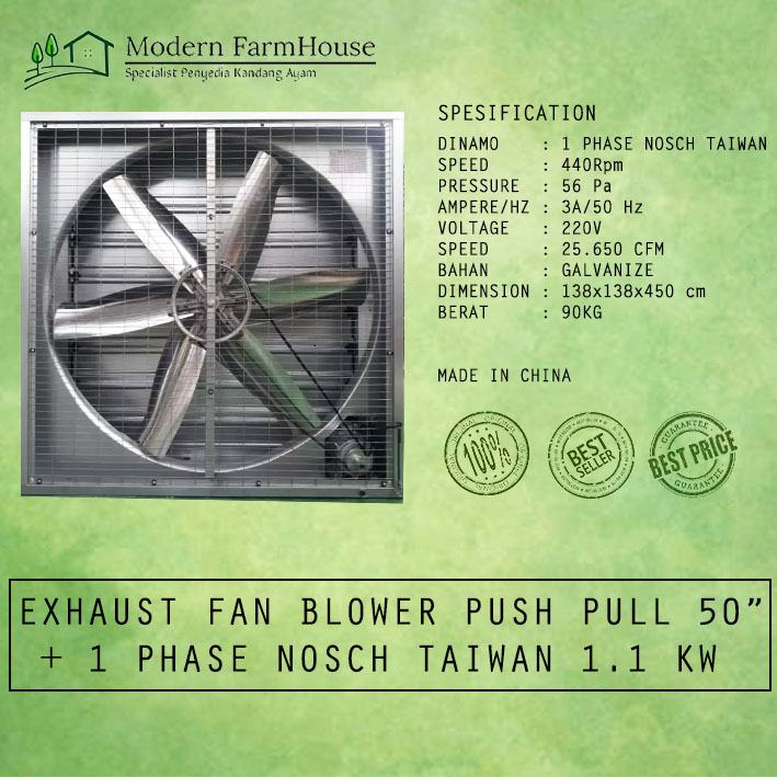BLOWER EXHAUST FAN 50" PUSH PULL KIPAS DINAMO NOSCH 1 PHASE EXHAUST BLOWER INDUSTRI KIPAS PERTERNAKA