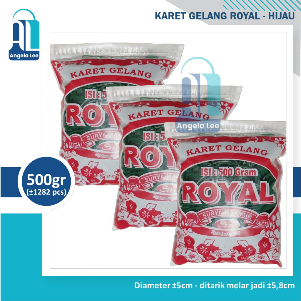 Karet Gelang Hijau Royal @500gram ikat duit uang barang dapur plastik