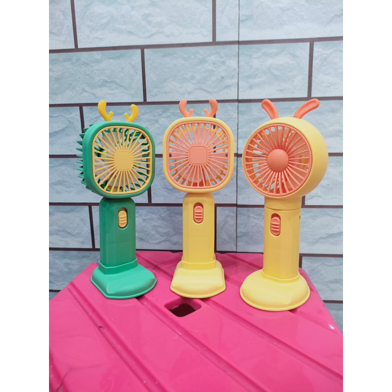 Kipas Angin Mini Portable/Mini Fan USB Rechargeable Desktop Fan/Kipas Motif Tanduk