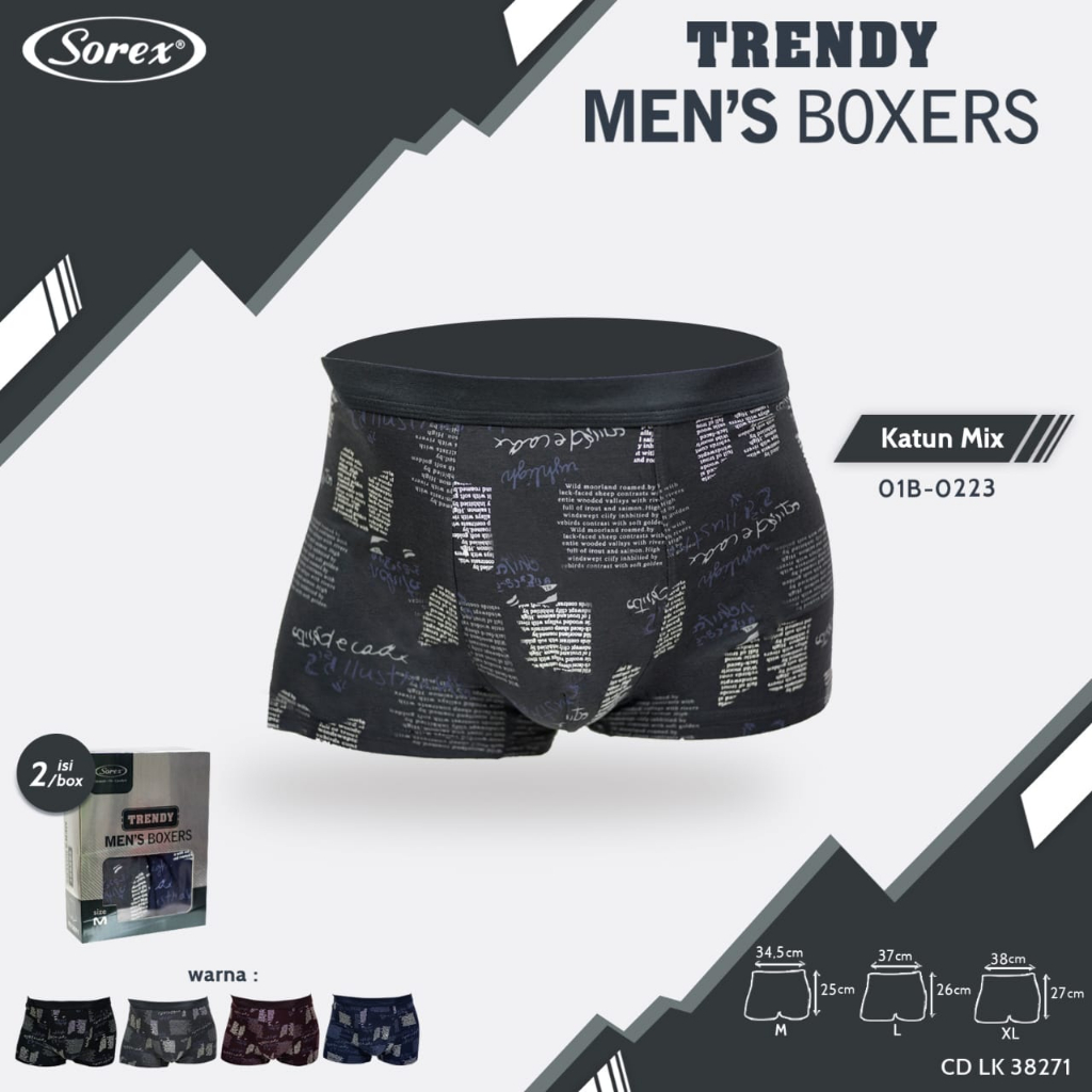 Isi 2 Pcs - Sorex Trendy Man CD Boxer Pria LK M 38271