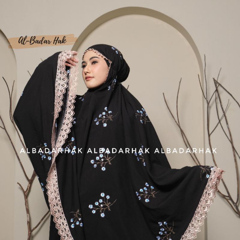 Mukena Dewasa Full Bordir Motif Seribu Bunga Renda Mewah