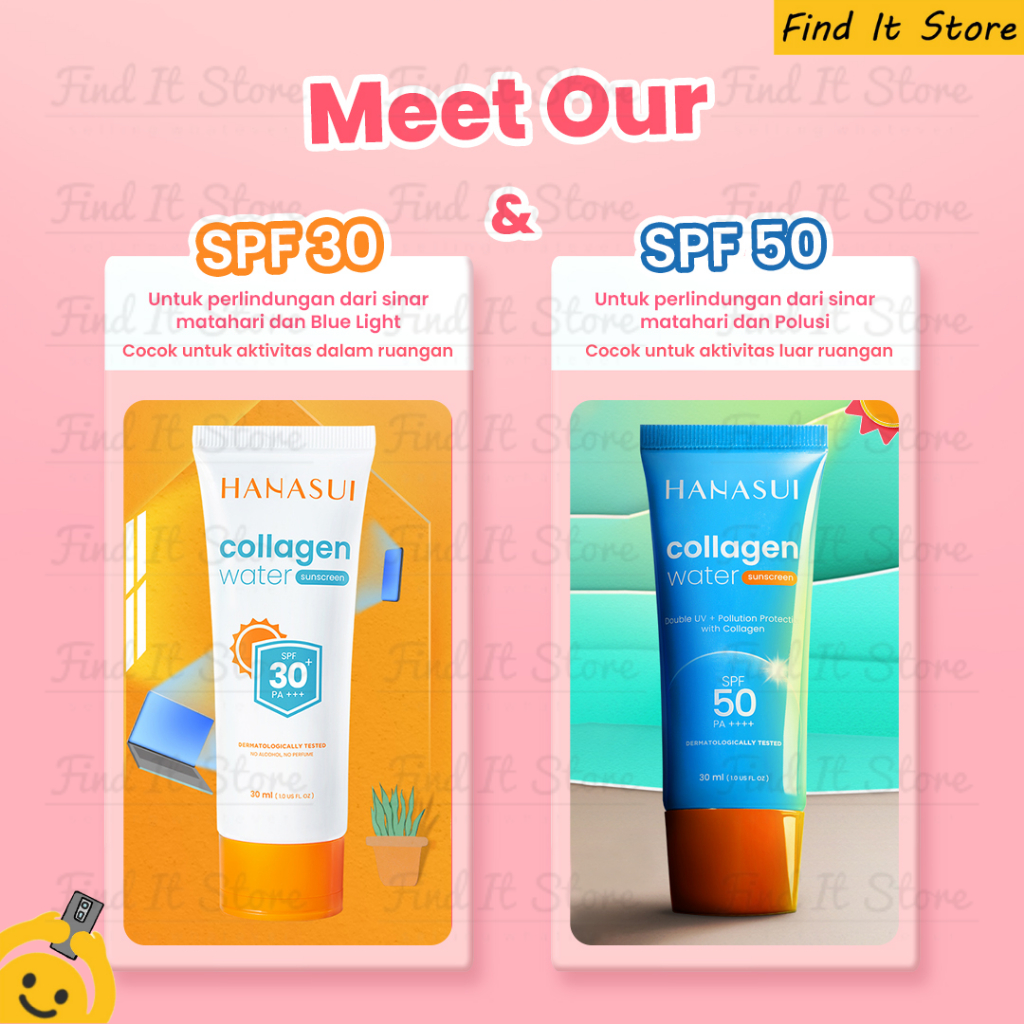 Hanasui Collagen Water Sunscreen SPF30 SPF50 | Sun Protection | Perlindungan Sinar Matahari BPOM HALAL