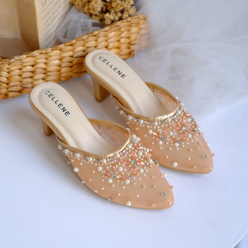 CELLENE Binka Beads Heels / wedding shoes payet 7cm