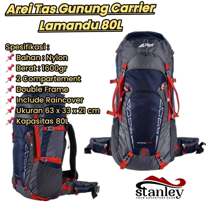 Tas Outdoor Rei Lamandu 80L / Tas Carrier Arei Rei Lamandu Tas Gunung Rei / Tas punggung /  Tas Gunu