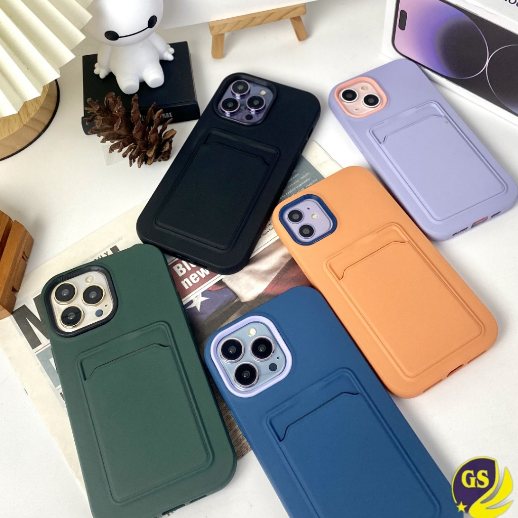 (1) Case 3 in 1 DUAL COLOR Silicone Pocket Matte With Bumper Full Cover Slot Or Card holder 6 6S 6G + 7 8 PLUS 7+ 8+ SE 2020 X XS MAX XR 11 12 13 14 PRO MAX