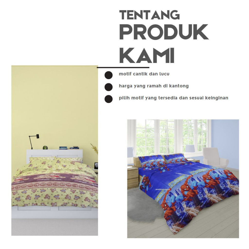 Sprei kids series/motif anak/size lebar90/120/160/180/200xPanjang200