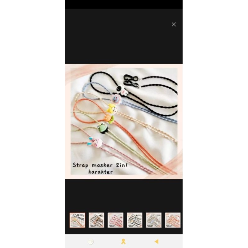 12pcs strap masker karakter 2in1+tali masker elastis/ konektor masker/ pengait masker kekinian