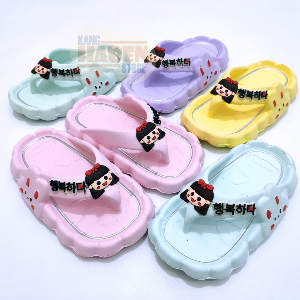 Sandal Jepit Korea Anak Kecil Perempuan ukuran 24 - 29 Karakter Lucu Habenkids