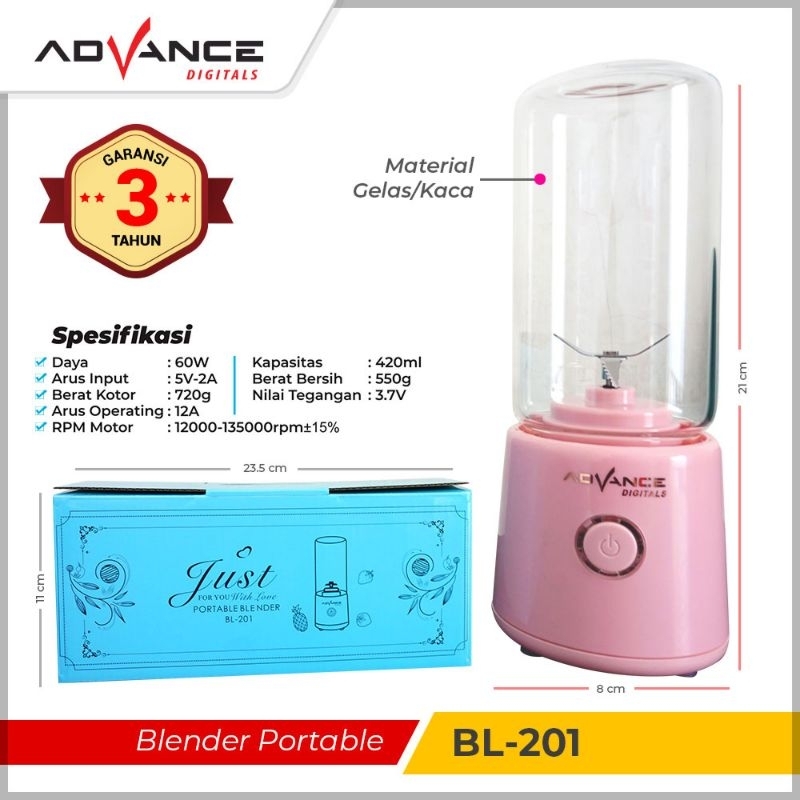 Advance Blender Portable Mini / Electric Juicer Rechargeable BL 201