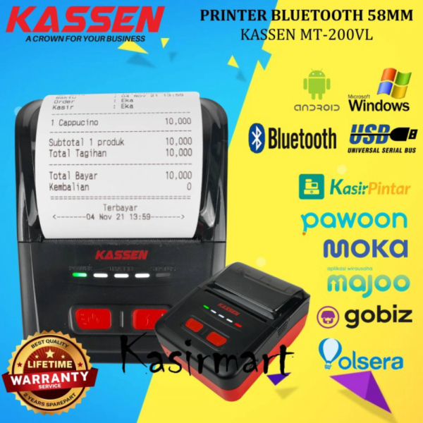 Printer Struk/thermal/Bluetooth Kassen MT200/MT 200/MT-200 = ZJ5809 - Kassen MT200VL