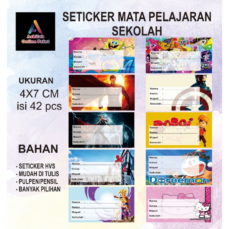 

ISI 42 PCS SATU PACK SETICKER MAPEL | SETICKER MATA PELAJARAN SEKOLAH