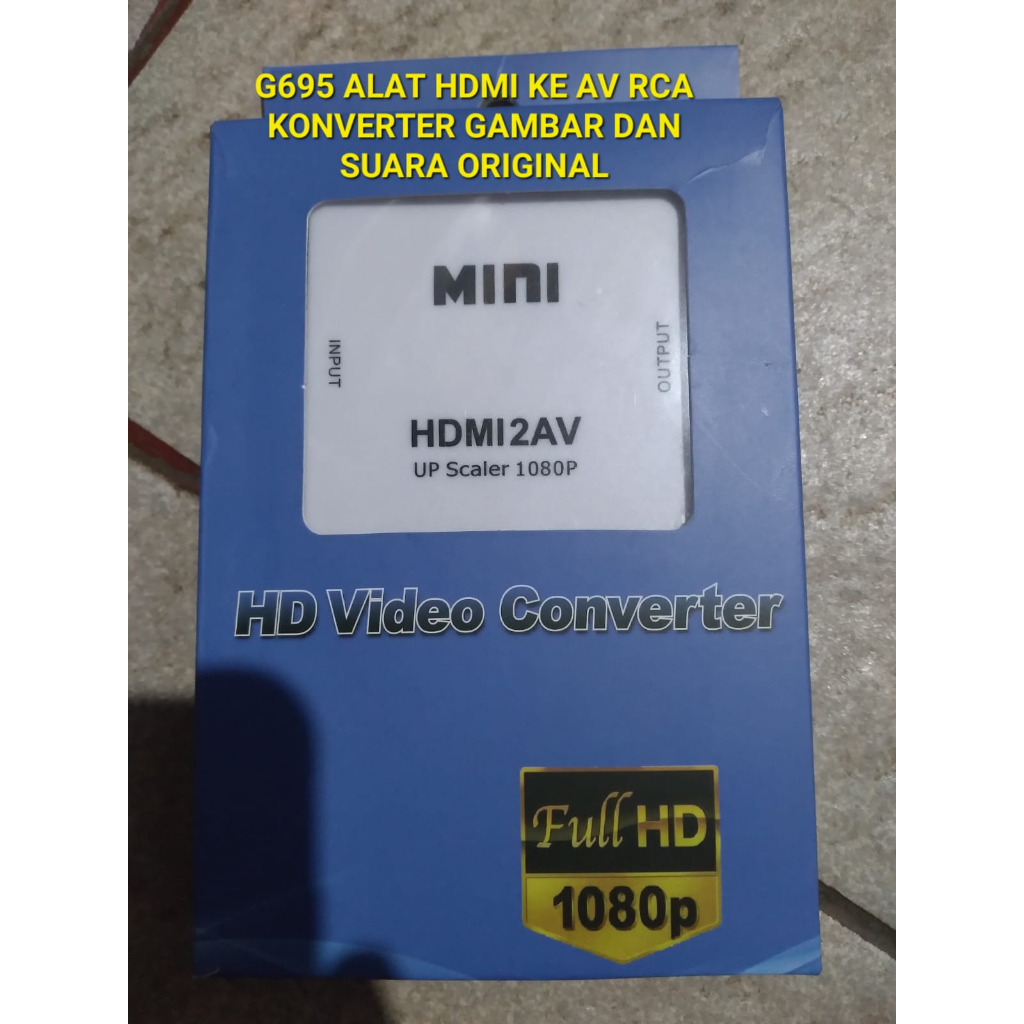 G695 ORI HDMI AV RCA converter convert video audio signal MINI mengkonversi mentransfer perangkat GAMBAR komputer laptop media player TV PROYEKTOR DVD RECORDER NTSC PAL TABUNG ORIGINAL ASLI MURNI warna OUTPUT INPUT  GARANSI UANG KEMBALI JIKA PRODUK TIDAK