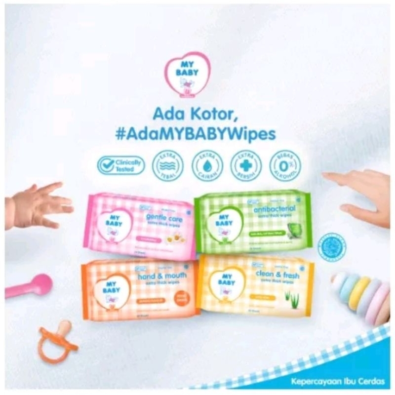 MY BABY Extra Care Wipes Antibacterial ( 50 + 50 Sheets) - Tisu Basah