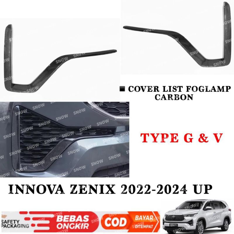 List Fog Lamp Innova Zenix 2022 2023 2024 Up Foglamp Cover Carbon