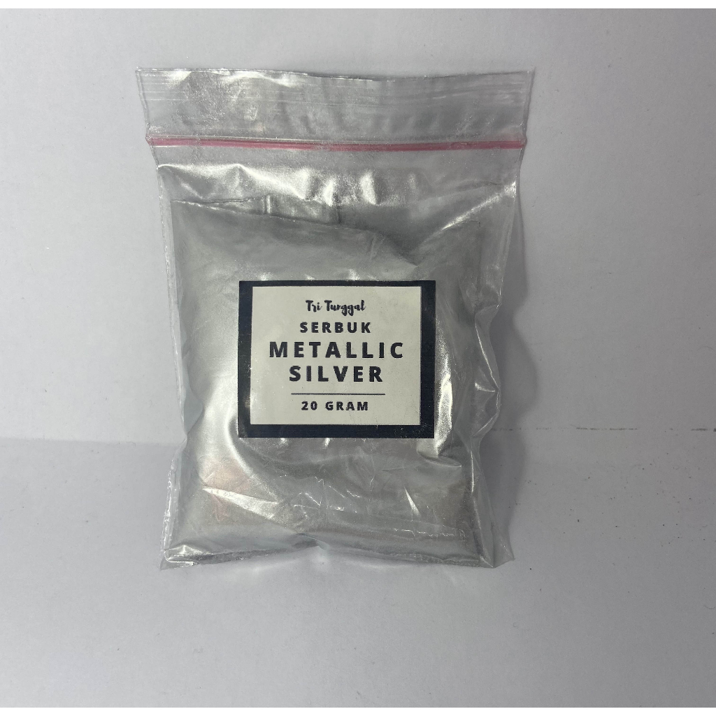 Serbuk Metallic Premium Silver 20gr Powder Kilau Pigmen Metalik Cat Reflektif Tembaga Aluminium Bubu