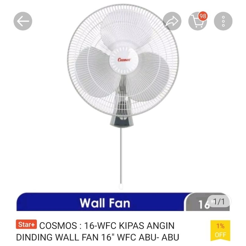 Dinamo / Mesin Kipas Cosmos 16 WFC Kipas Angin Dinding 16 inch