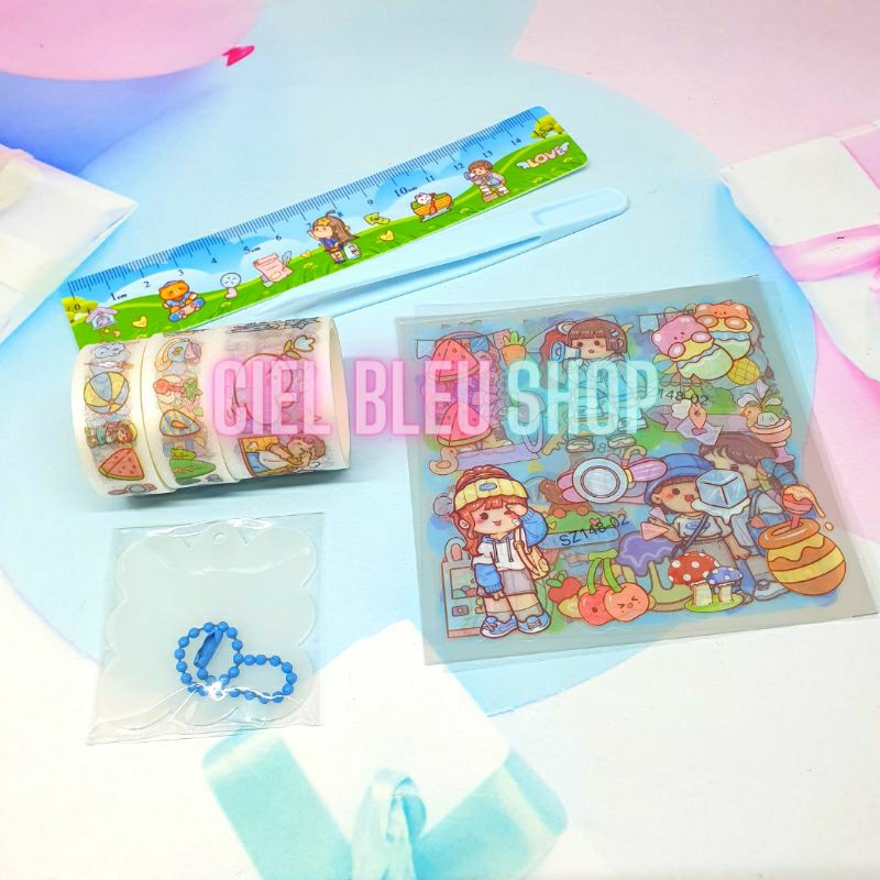 [ 30 ROLL / 1 BOX ] STIKER ROLL TRANSPARAN TAPE DECO MOMO / TAPE BENING KARAKTEE