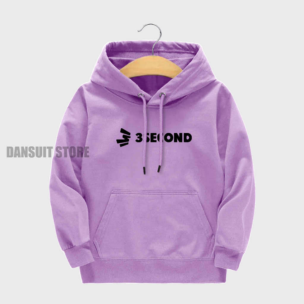 Sweater Hoodie Anak Laki-laki /Perempuan Usia 4-13 Tahun Motif Sablon 3SECOND Warna Pastel Bahan Tebal Premium