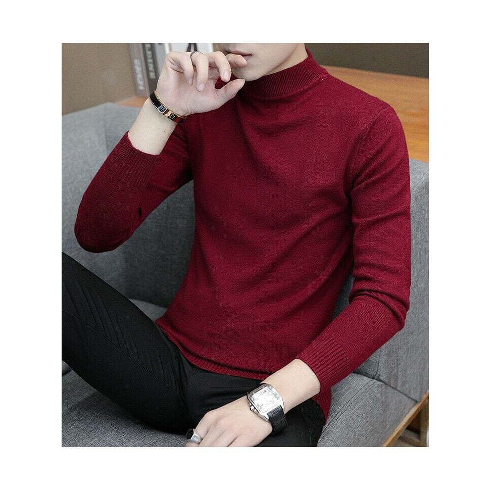 Sweater Rajut Pria | Sweater Rajut Kerah Tinggi Polos | Sweater Rajut Turleneck Premium Quality