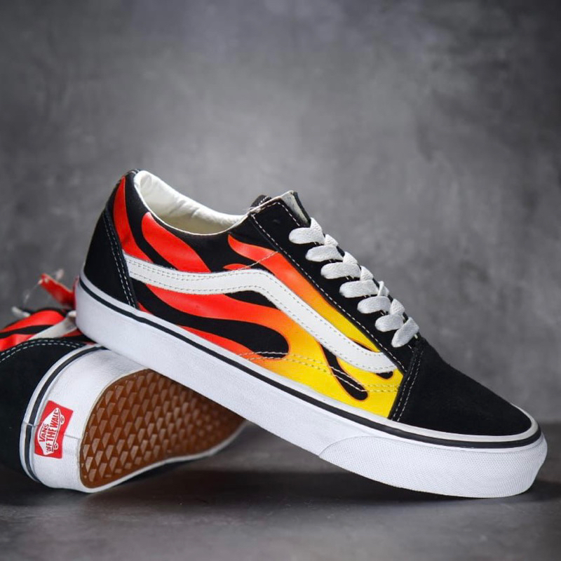 Vans Old Skool Flame Red Black White