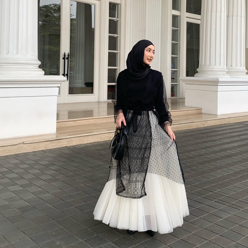 HAVA Outer Tunik Tile Dot Brukat Elegan Stylish