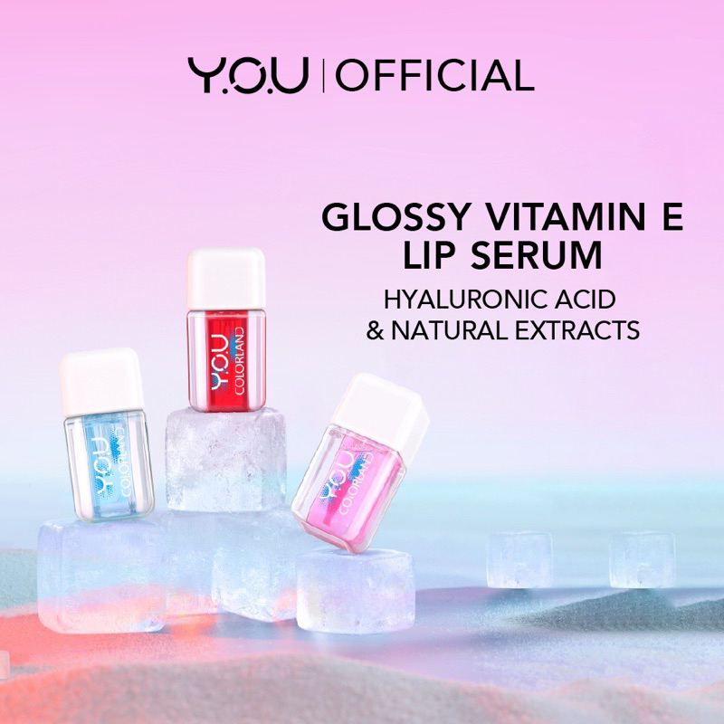 YOU Colorland Icy Glow Lip Serum | Serum Bibir | Vitamin E | Lip Balm | Pelembab Gloss Untuk Bibir Hitam | Lip Care ( YOU MAKEUPS OFFICIAL STORE )