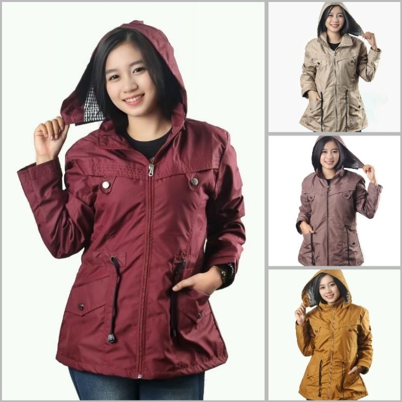 Jaket Parka Polos Wanita/Cewek Hoodie Waterproof | OOTD Jaket Wanita Anti Air Best Quality!