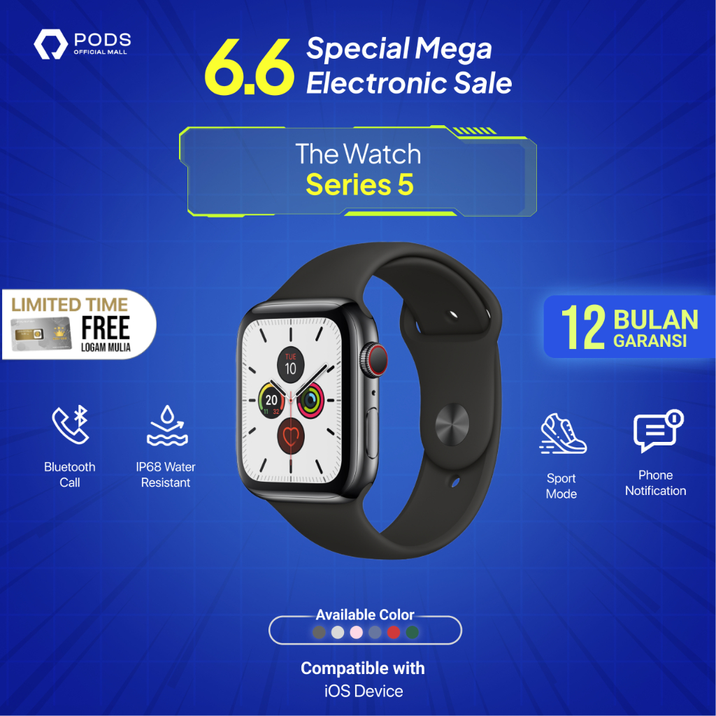 TheWatch Smartwatch Series 5 Jam Tangan Pintar Bluetooth Call Wireless Charging by PodsIndonesiaa