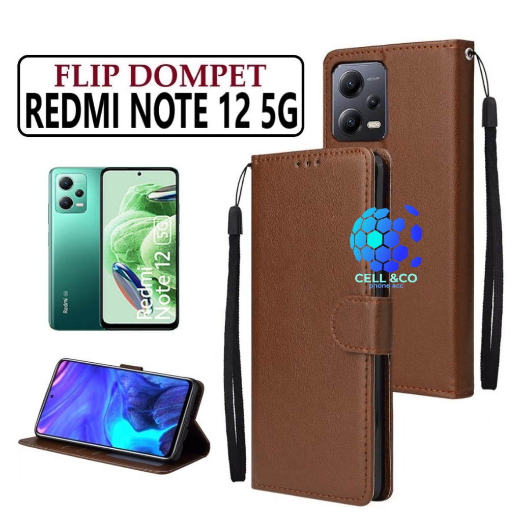 FLIP COVER XIAOMI REDMI NOTE 12 5G LEATHER WALLET PREMIUM FLIP CASE BUKA TUTUP KESING HP CASING FLIP CASE WALLET