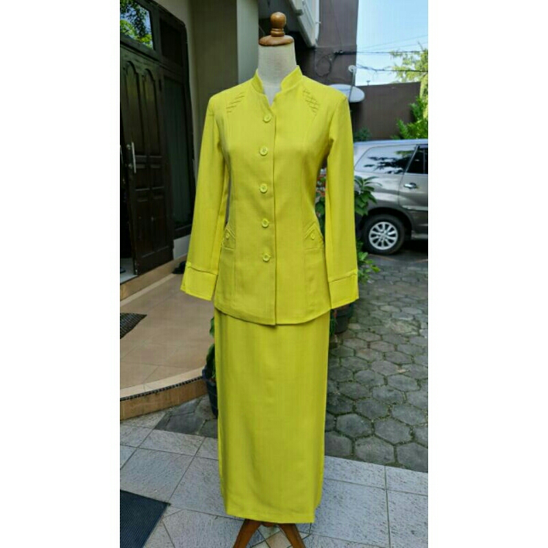 Setelan Blazer Seragam Dinas Guru IGRA Warna Kuning Lemon