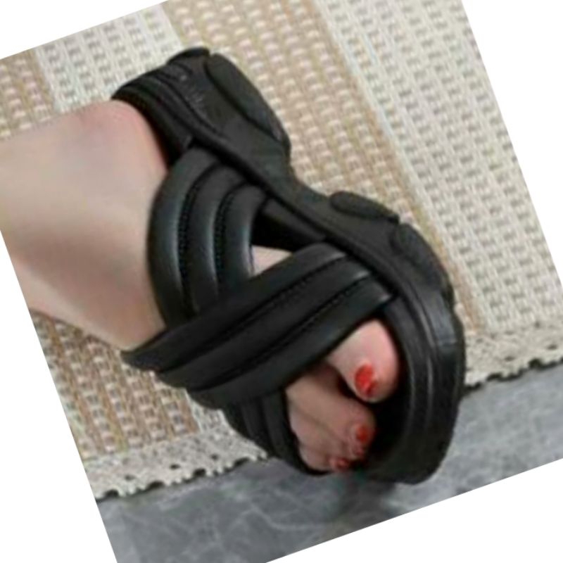Sandal Wedges Wanita Jelly import Terbaru/Sandal Selop Silang Puvi Viral