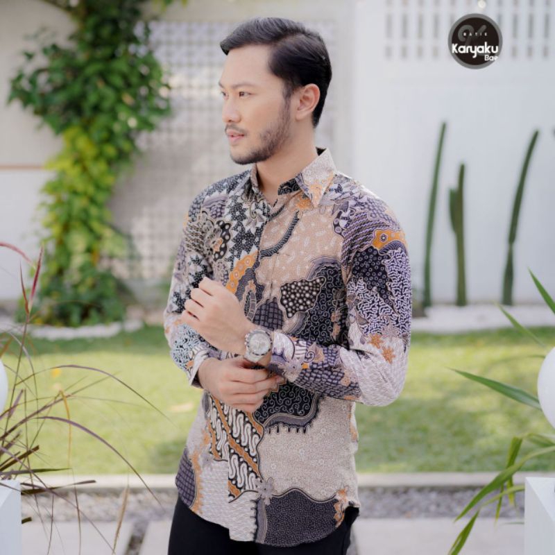 (BISA COD) kemeja batik slimfit kemeja batik pria lengan panjang kemeja formal baju batik modern batik pria