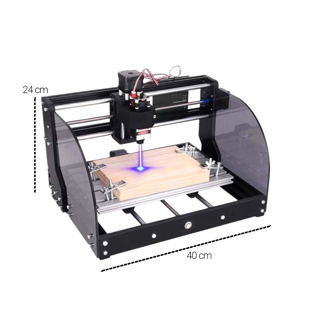 TwoWin Max Printer 3D Ukir Kayu GRBL Laser 1000 mW - CNC 3018 Pro - Black