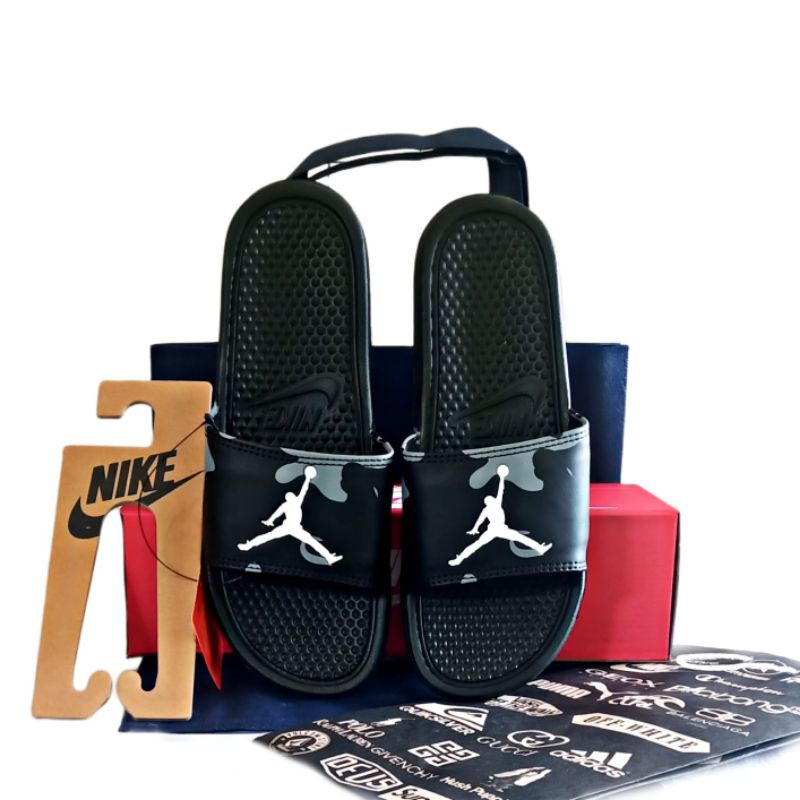Sandal Slop Benassi Jordan Pria Slip On Sendal Benassi Slop Size 39-43 Terbaru Free Box
