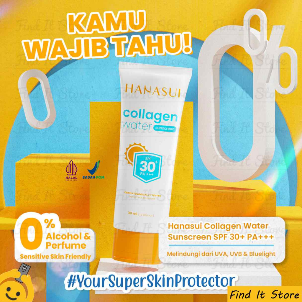 Hanasui Collagen Water Sunscreen SPF30 SPF50 | Sun Protection | Perlindungan Sinar Matahari BPOM HALAL