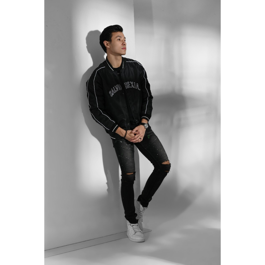 Jaket Pria dan Wanita Bomber Strip Baseball Motif Bordir Sablon Original Salvio Hexia
