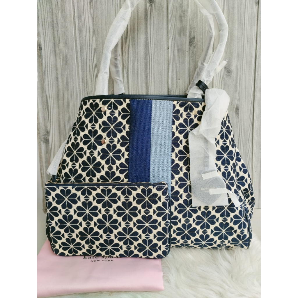 tas BRANDED Flower Jacquard Stripe Everything Large Tote blue multi