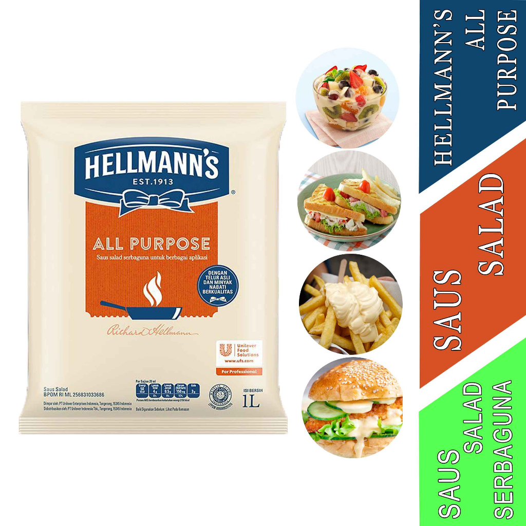 

Saus Cream - HELLMANN’S Mayonnaise - Saus Salad Serbaguna - 1 Liter