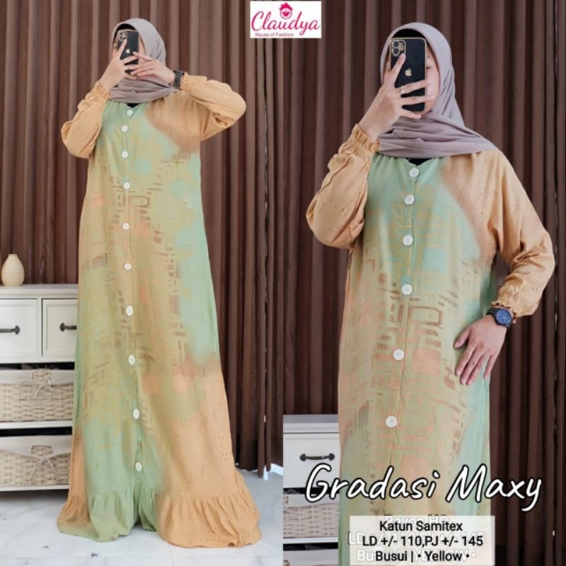 GRADASI MAXY Long Dress Wanita Katun Samitex Busui Murah Terbaru