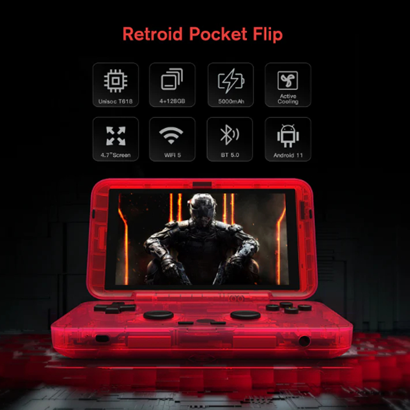 Retroid Pocket Flip Retro Video Game Console Android System 4GB ROM 128GB