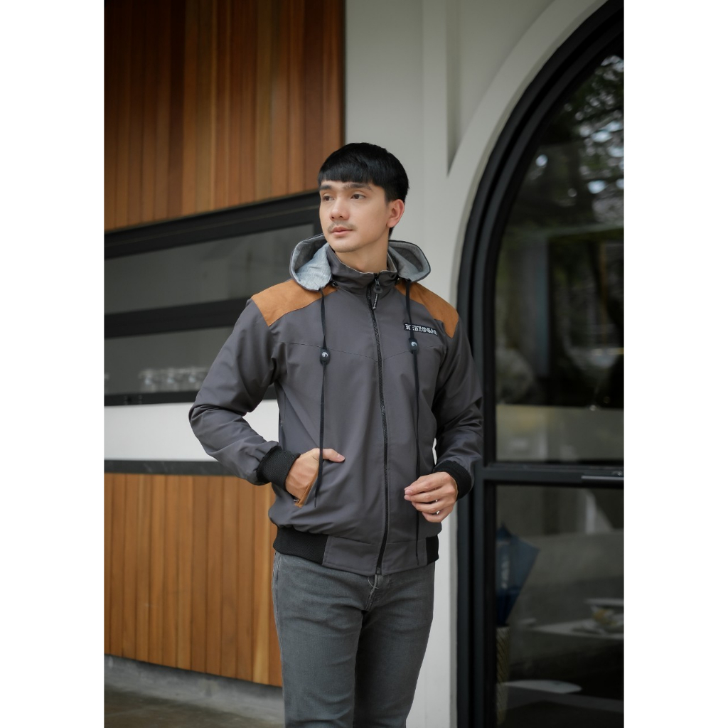 HENZO Jaket Pria Import Outdor Distro Jacket Taslan warna Navy HJT052