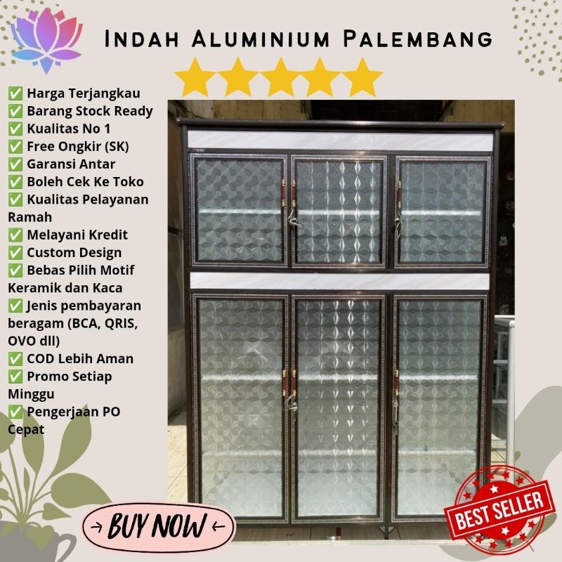 RAK PIRING 3 PINTU ALUMINIUM MINIMALIS MURAH PALEMBANG