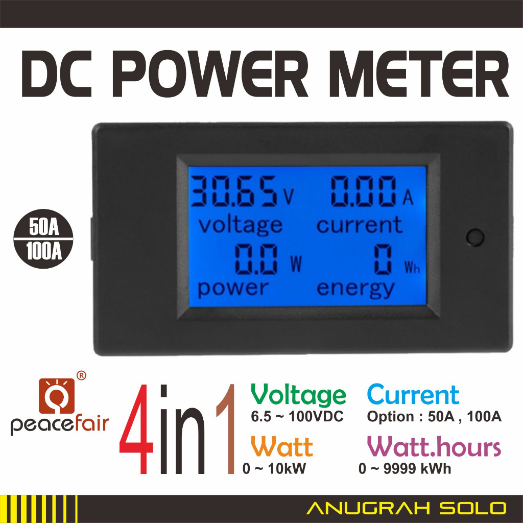 DC 4in1 Meter Voltmeter Ampere Meter Watt Watt Hour Meter PZEM-051 Peacefair