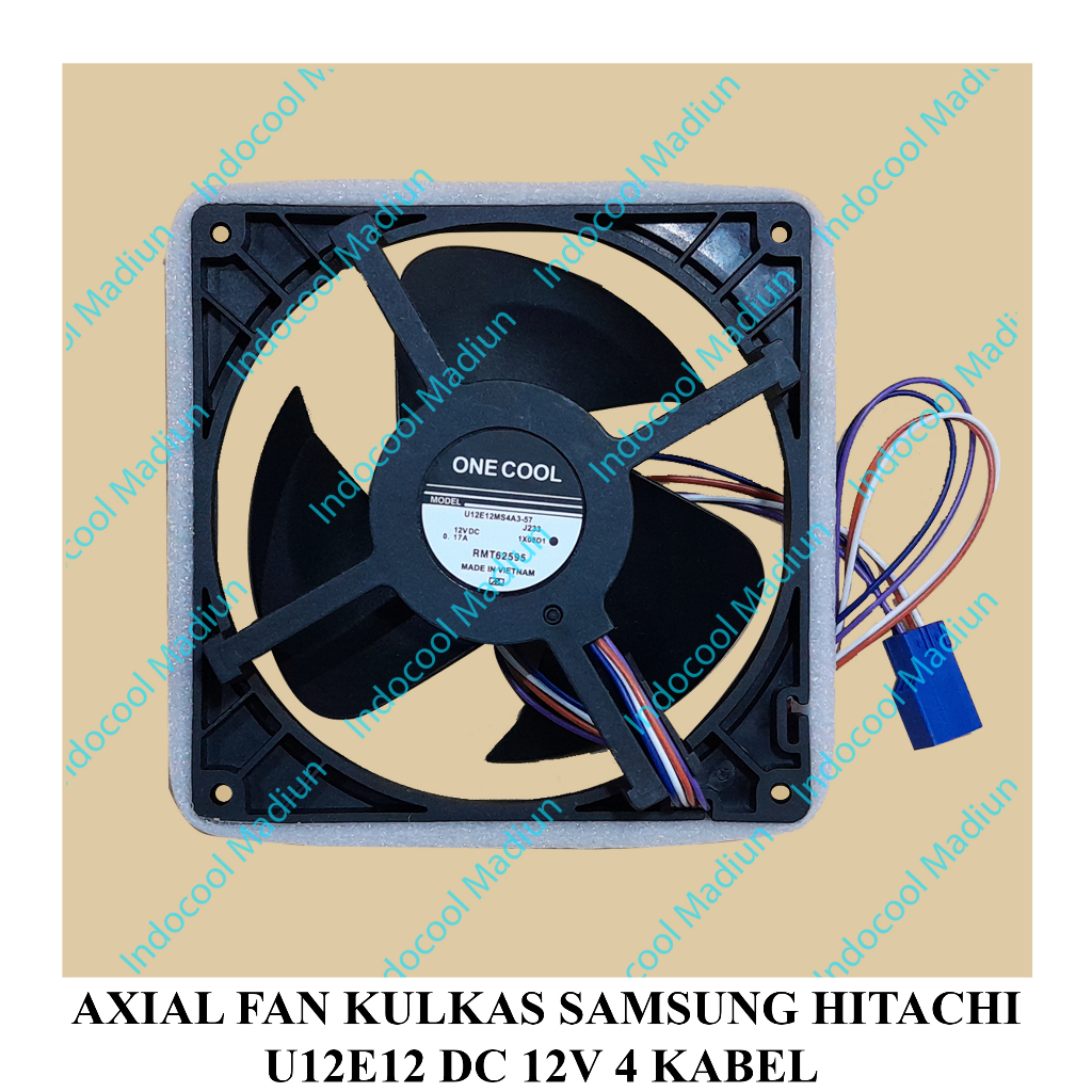 AFSUH AXIAL/COOLER FAN/KIPAS PENDINGIN/AXIAL FAN KULKAS SAMSUNG HITACHI U12E12 DC 12V 4 KABEL