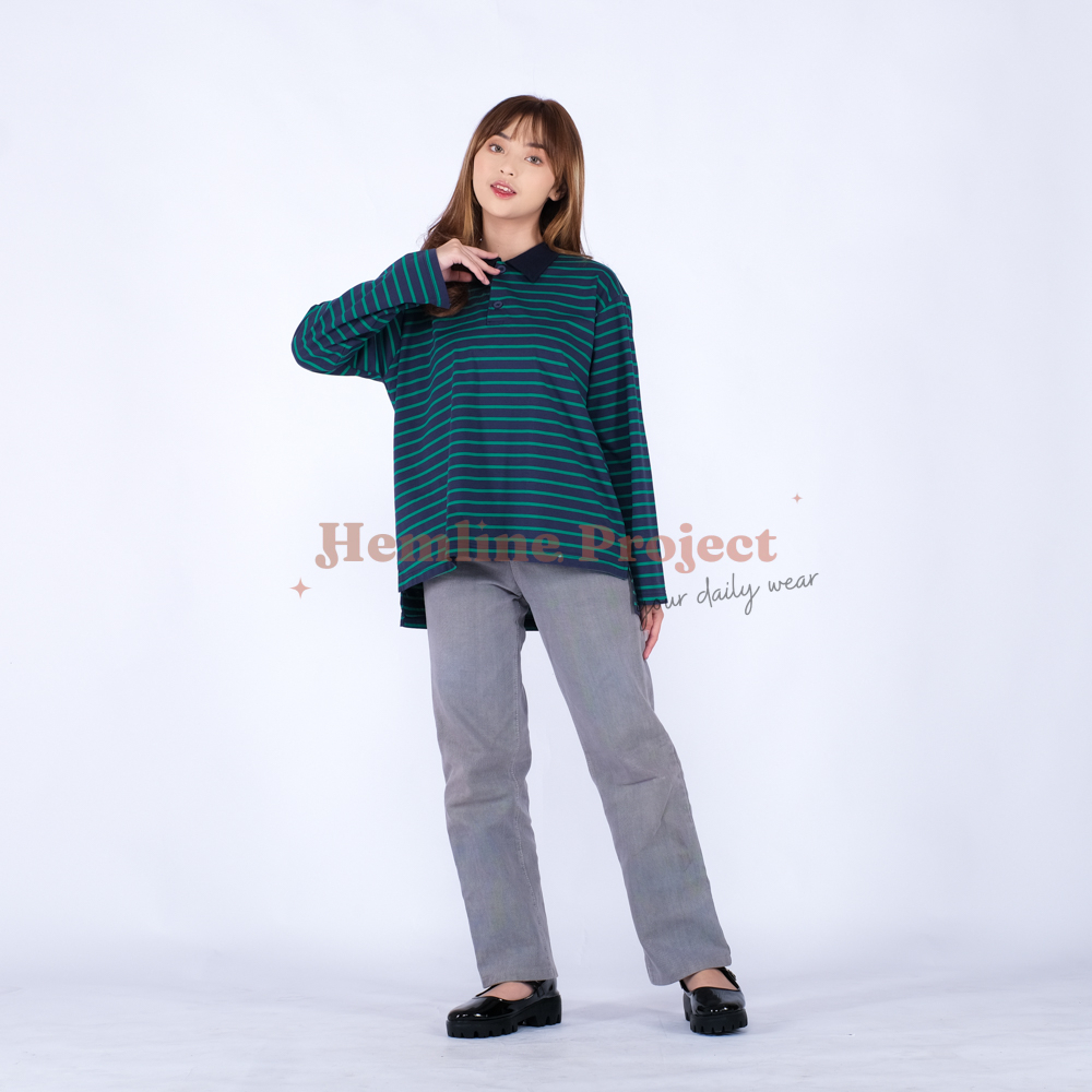 Hara Navy Fuji Oversized Stripe Top