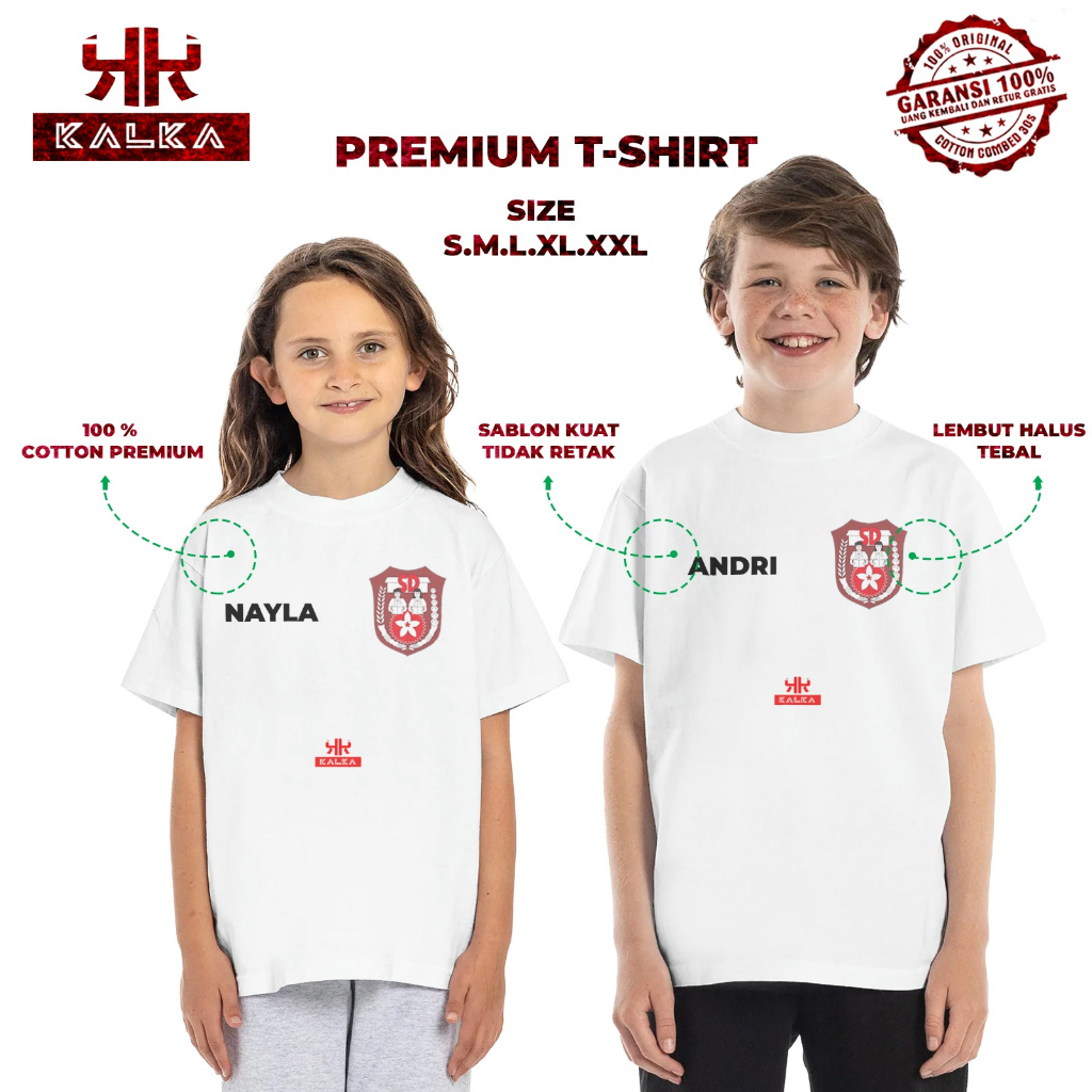 Kaos Seragam Anak SD FREE SABLON NAMA Bisa Dewasa Dan Family